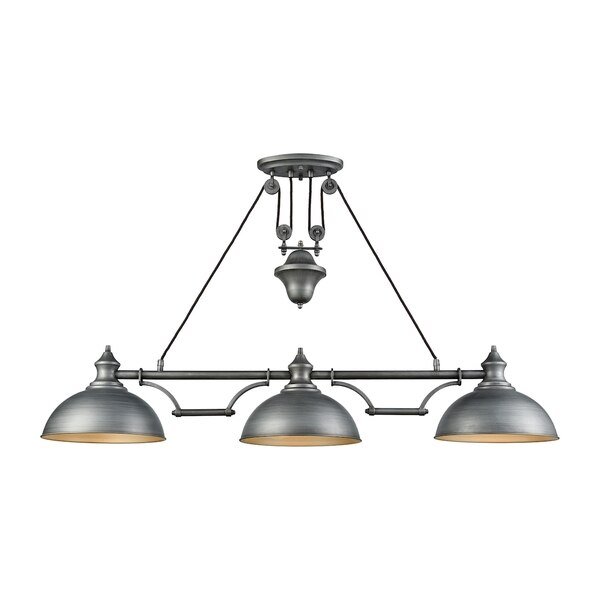 Farmhouse 3-Lght Adjustable Island Lght in Zinc w/Matching Shade, Elk Lighting, Mfr#: 65163-3